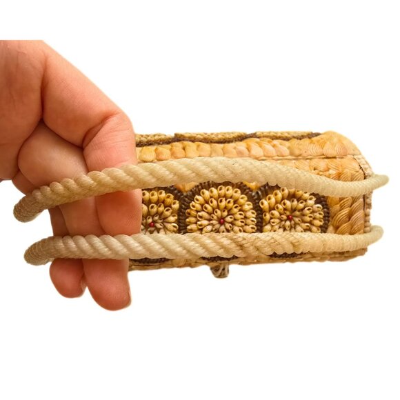 Vintage Handmade Wood & Seashell Purse OOAK Beach Retro Boho Handbag - Picture 8 of 14